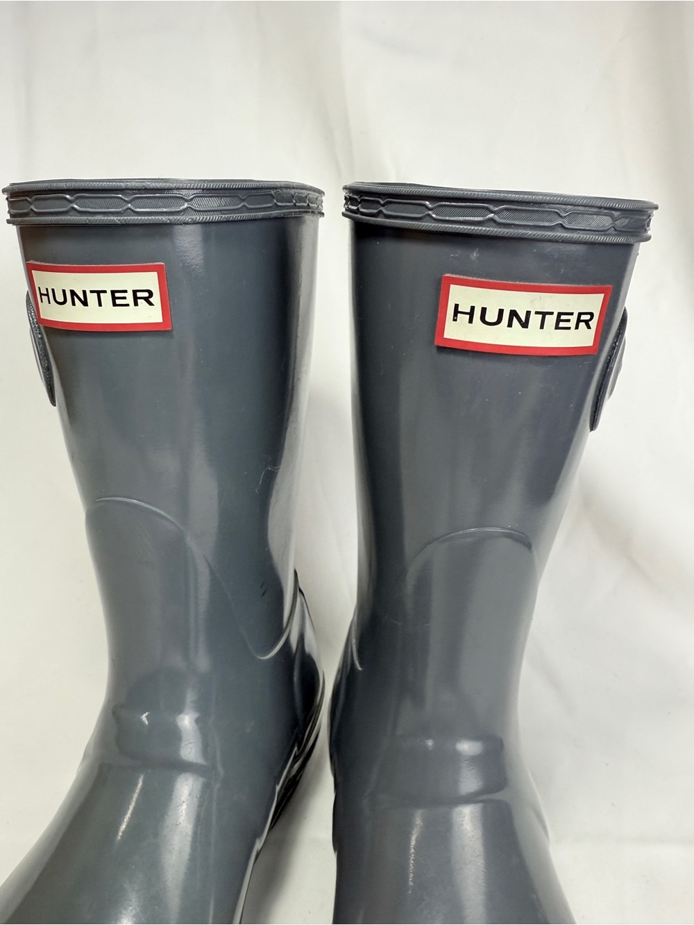 Hunter Original Short Gloss Gull Grey Slate Rain Boots Women’s US 6 UK 4 EU 37 - Picture 6 of 12